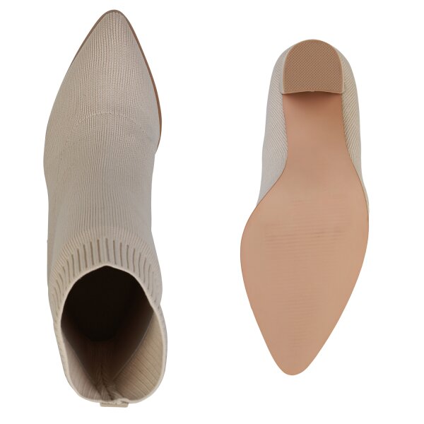 Stiefelparadies Damen Schlupfstiefeletten In Beige
