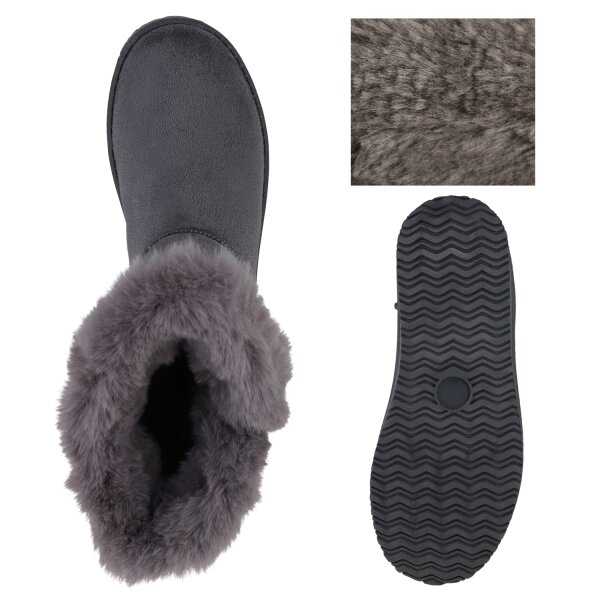 Stiefelparadies Damen Schlupfstiefeletten In Grau