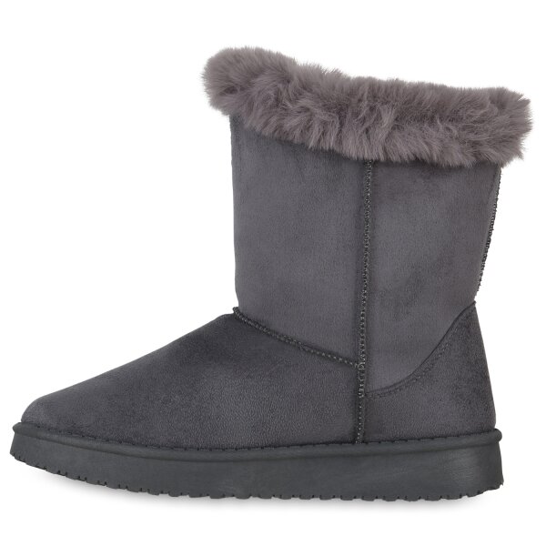 Stiefelparadies Damen Schlupfstiefeletten in Grau