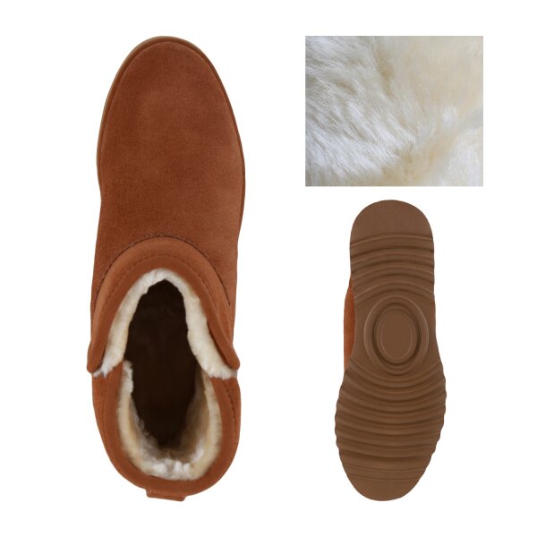 Stiefelparadies Damen Schlupfstiefeletten In Tan