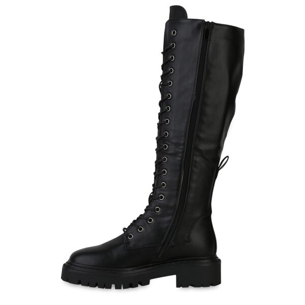 Stiefelparadies Damen Schnürstiefel in Schwarz