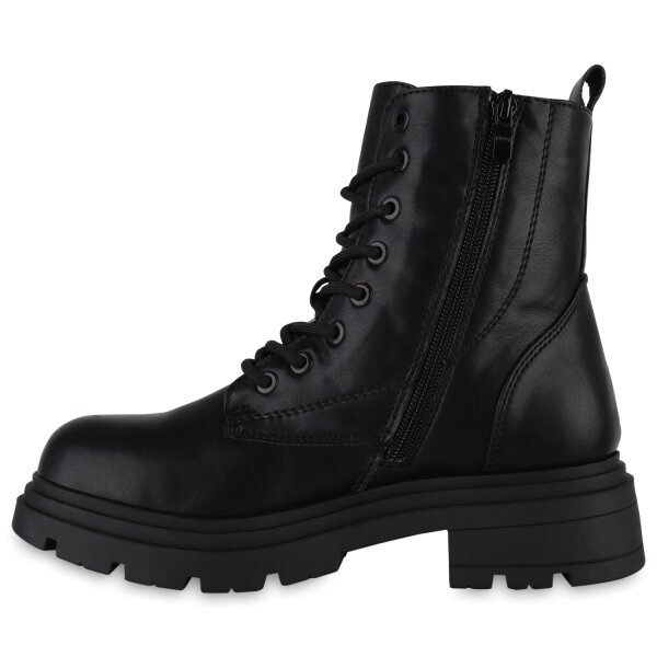 Stiefelparadies Damen Schnürstiefeletten in Beige