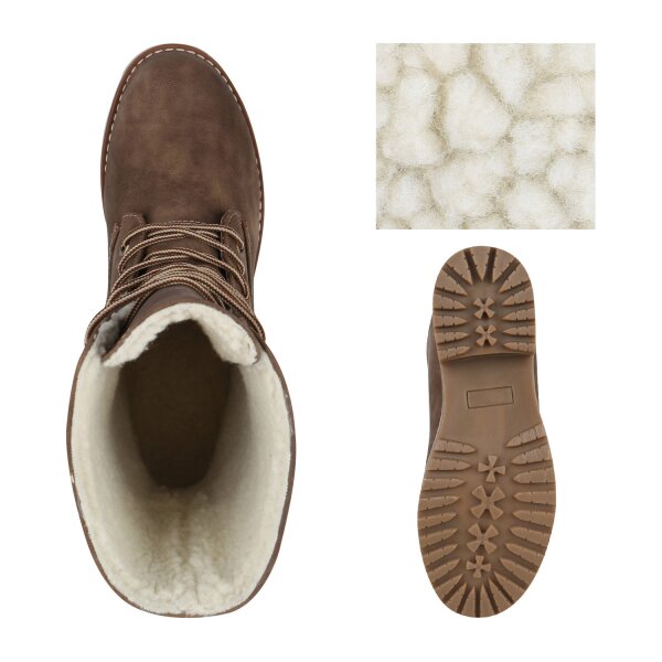 Stiefelparadies Damen Schnürstiefeletten In Khaki