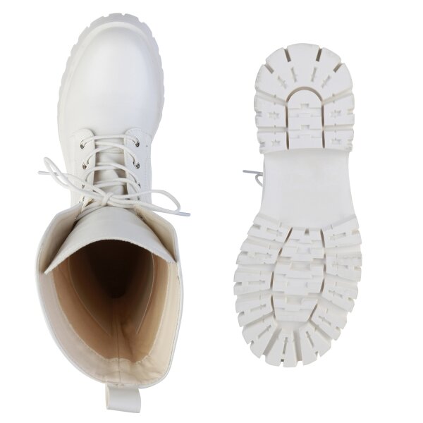 Stiefelparadies Damen Schnürstiefeletten In Weiss
