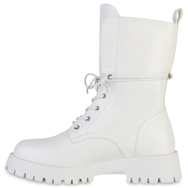 Stiefelparadies Damen Schnürstiefeletten in Weiss