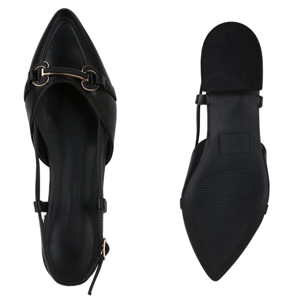 Stiefelparadies Damen Sling Ballerinas In Schwarz