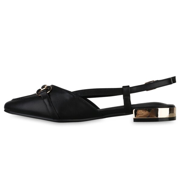 Stiefelparadies Damen Sling Ballerinas in Schwarz