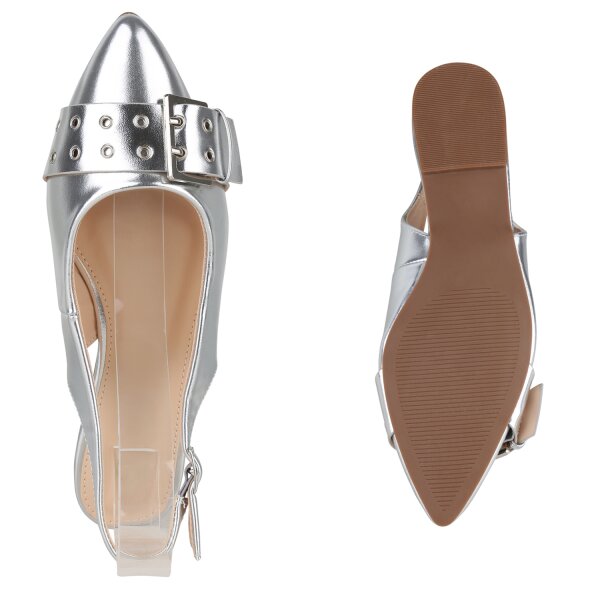 Stiefelparadies Damen Sling Ballerinas In Silber