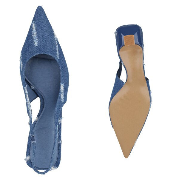 Stiefelparadies Damen Slingpumps In Dunkelblau