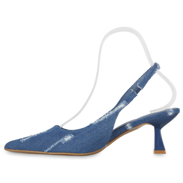 Stiefelparadies Damen Slingpumps in Dunkelblau