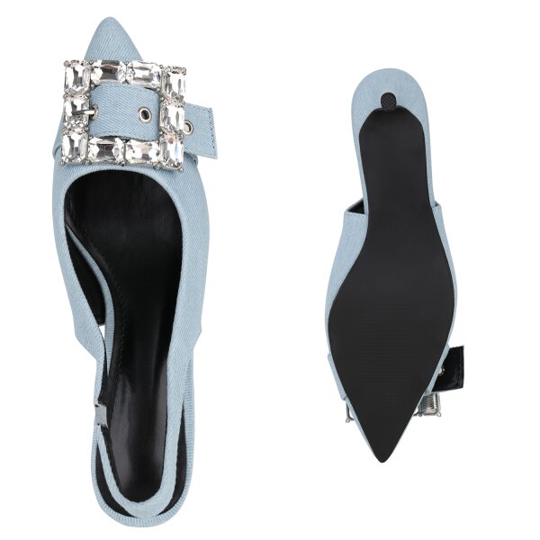 Stiefelparadies Damen Slingpumps In Hellblau