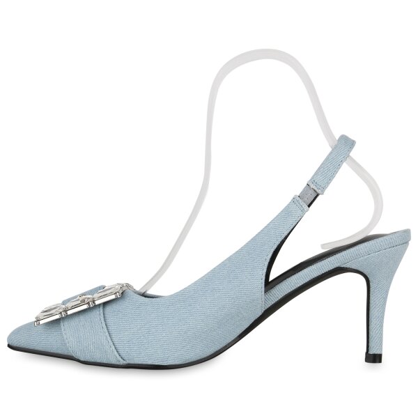 Stiefelparadies Damen Slingpumps in Hellblau