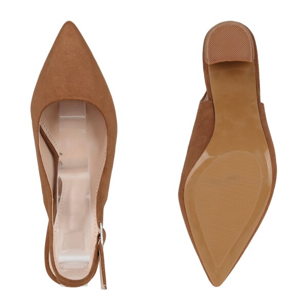 Stiefelparadies Damen Slingpumps In Hellbraun