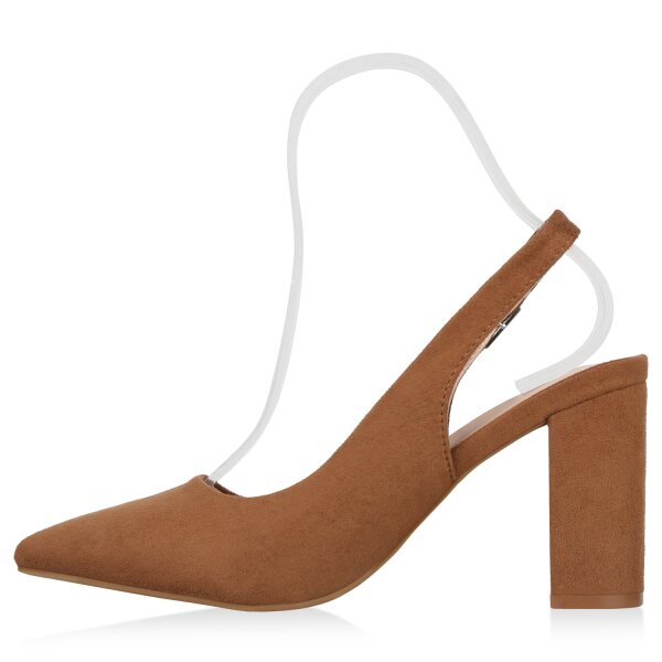 Stiefelparadies Damen Slingpumps in Hellbraun