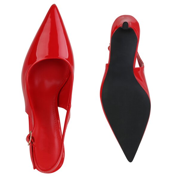 Stiefelparadies Damen Slingpumps In Rot Lack