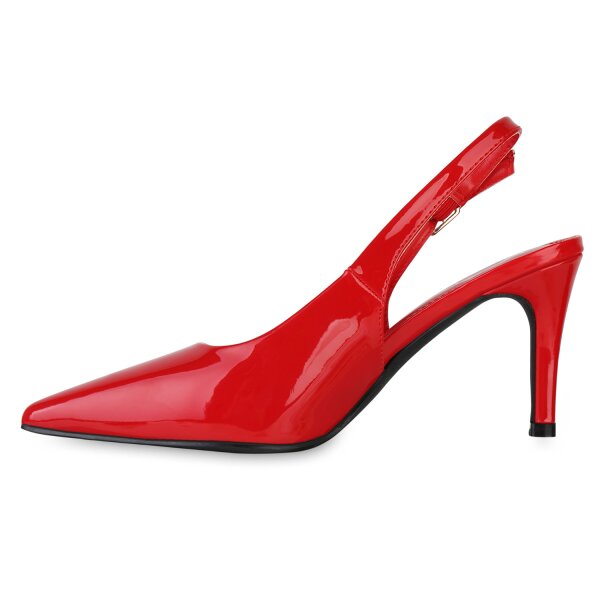 Stiefelparadies Damen Slingpumps in Rot Lack