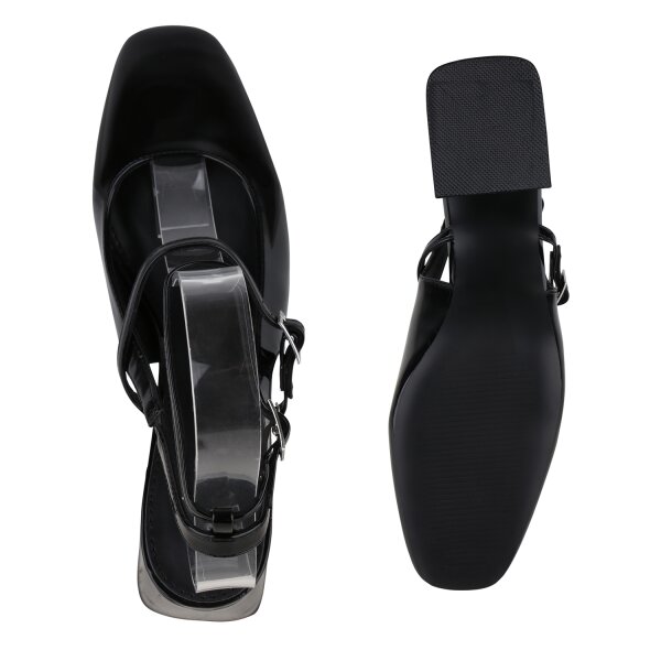 Stiefelparadies Damen Slingpumps In Schwarz Lack