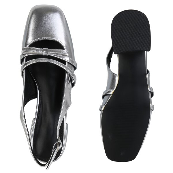 Stiefelparadies Damen Slingpumps In Silber