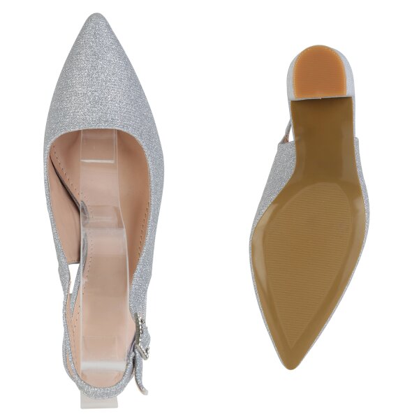 Stiefelparadies Damen Slingpumps In Silber