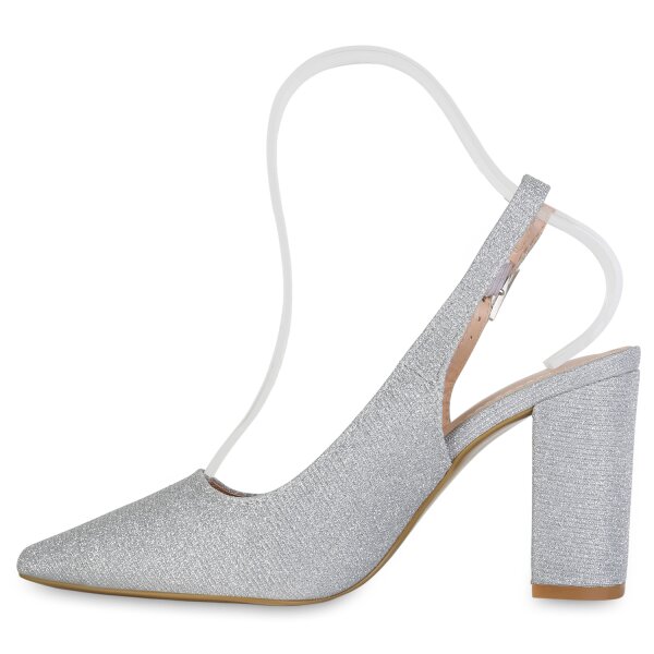 Stiefelparadies Damen Slingpumps in Silber