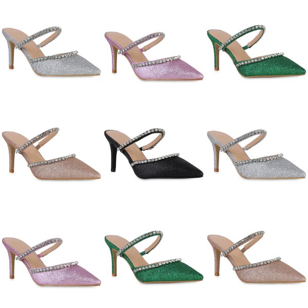 Stiefelparadies Damen Slingpumps In Silber