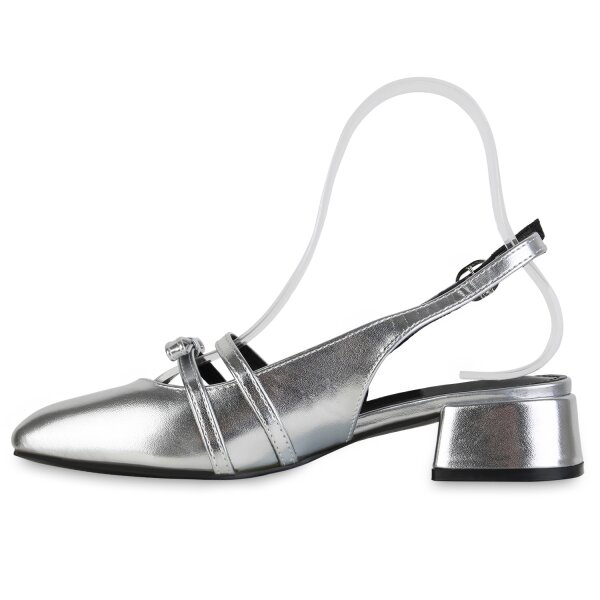 Stiefelparadies Damen Slingpumps in Silber