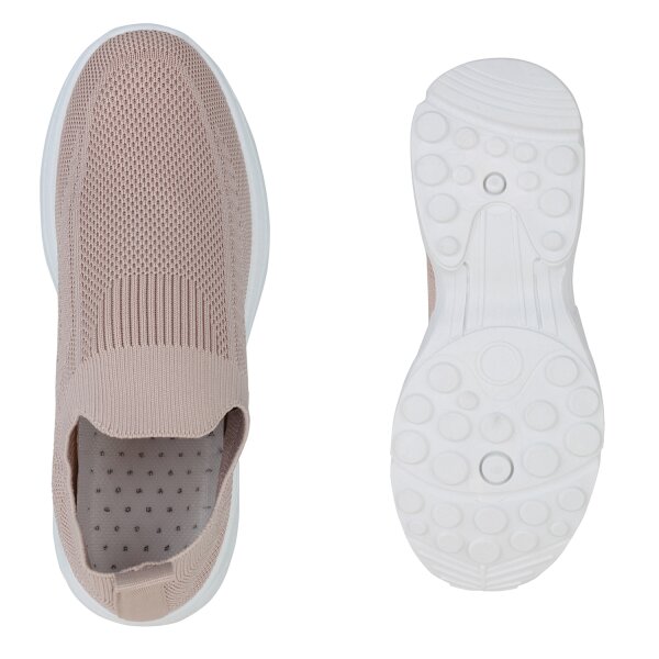 Stiefelparadies Damen Slip Ons In Altrosa