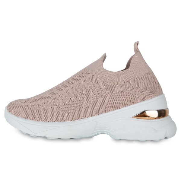 Stiefelparadies Damen Slip Ons in Altrosa