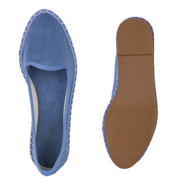 Stiefelparadies Damen Slip Ons In Blau