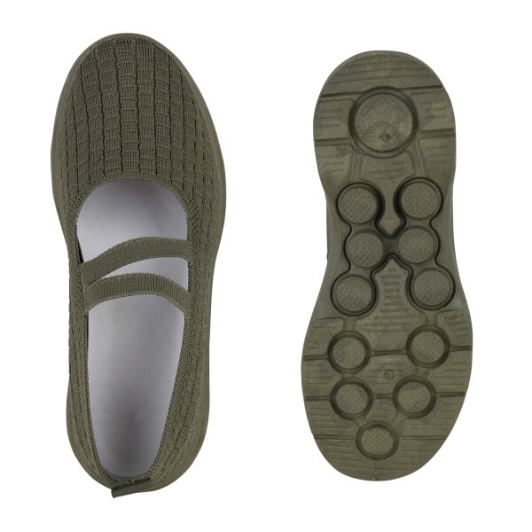 Stiefelparadies Damen Slip Ons In Olivgrün