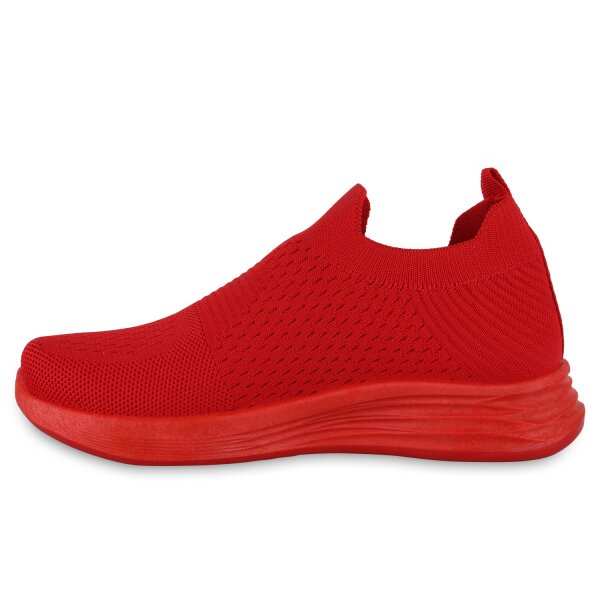 Stiefelparadies Damen Slip Ons in Rot Rot