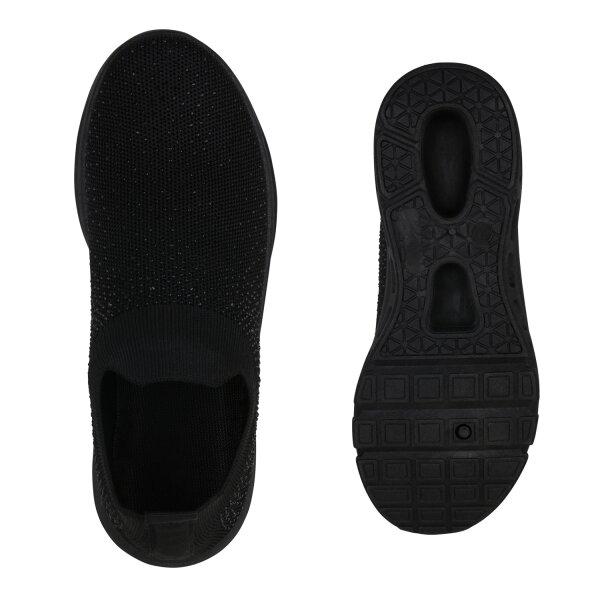 Stiefelparadies Damen Slip Ons In Schwarz