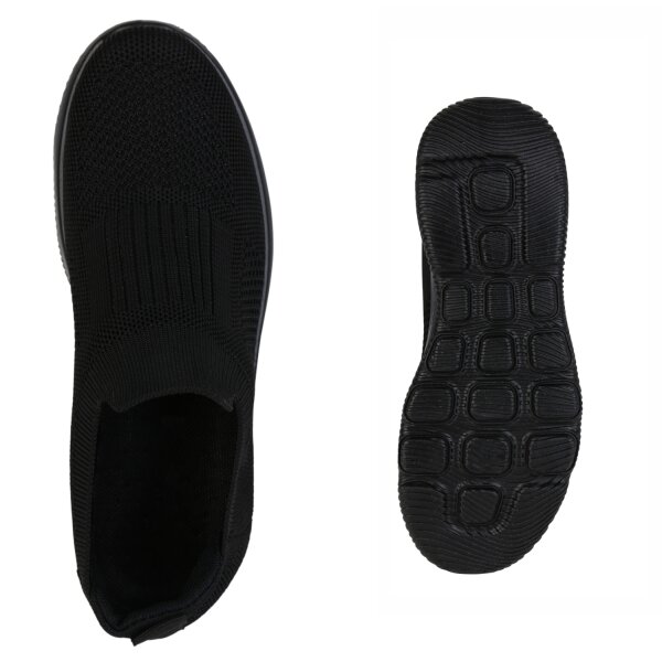 Stiefelparadies Damen Slip Ons In Schwarz