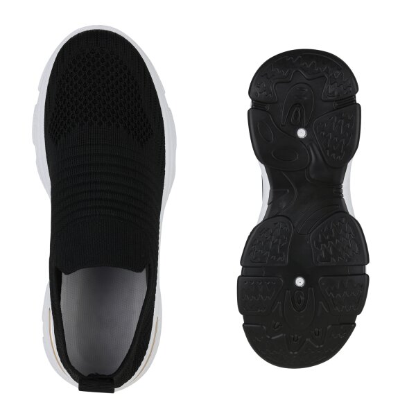 Stiefelparadies Damen Slip Ons In Schwarz