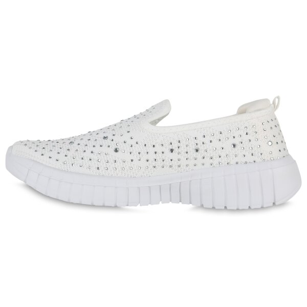 Stiefelparadies Damen Slip Ons in Weiss