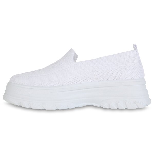 Stiefelparadies Damen Slip Ons in Weiss