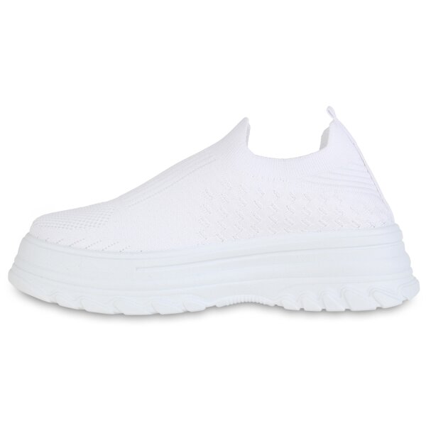 Stiefelparadies Damen Slip Ons in Weiss
