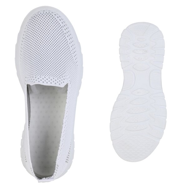 Stiefelparadies Damen Slip Ons In Weiss