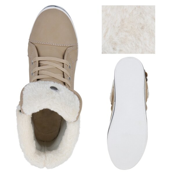 Stiefelparadies Damen Sneaker High In Beige