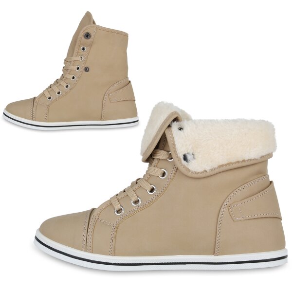 Stiefelparadies Damen Sneaker High in Beige