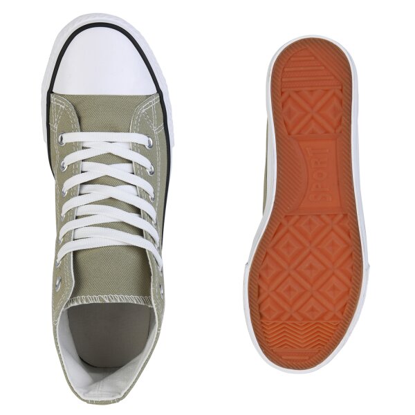 Stiefelparadies Damen Sneaker High In Olivgrün