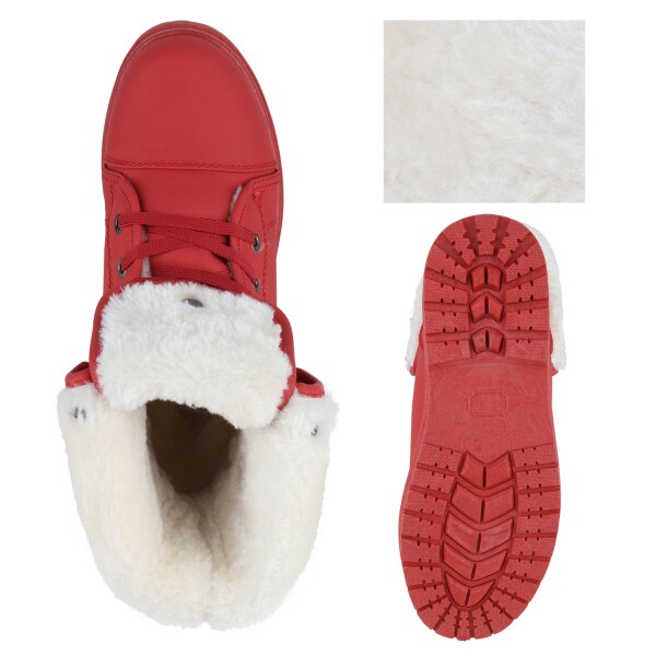 Stiefelparadies Damen Sneaker High In Rot