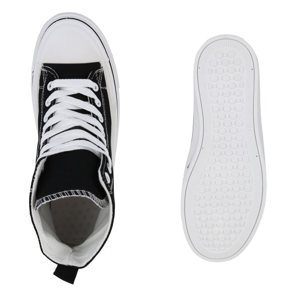 Stiefelparadies Damen Sneaker High In Schwarz
