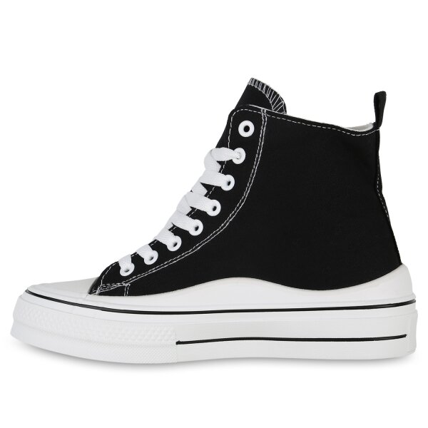 Stiefelparadies Damen Sneaker High in Schwarz