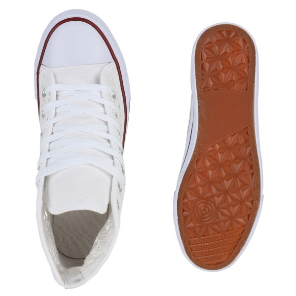 Stiefelparadies Damen Sneaker High In Weiss