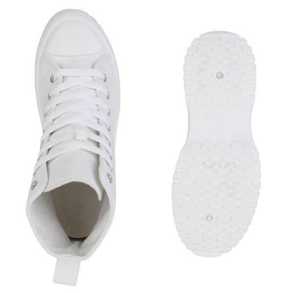 Stiefelparadies Damen Sneaker High In Weiss