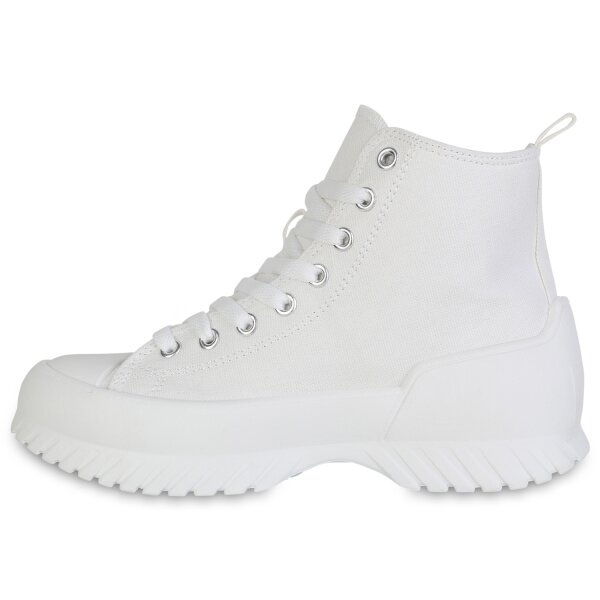 Stiefelparadies Damen Sneaker high in Weiss