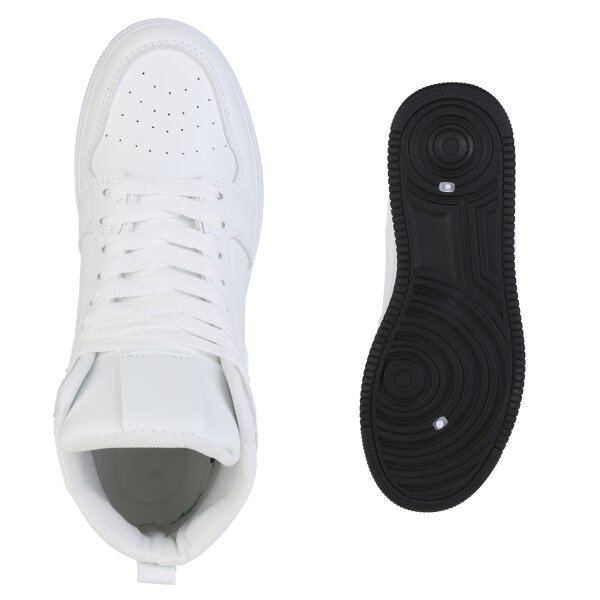 Stiefelparadies Damen Sneaker High In Weiss