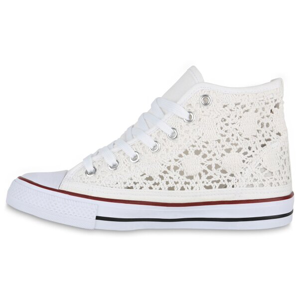 Stiefelparadies Damen Sneaker high in Weiss