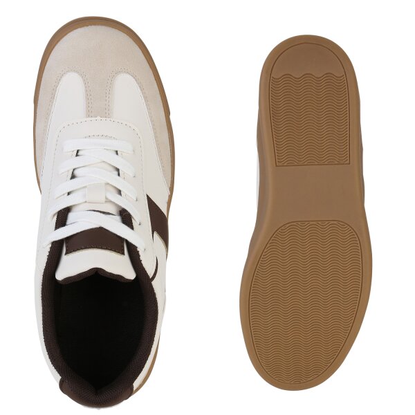 Stiefelparadies Damen Sneaker Low In Beige